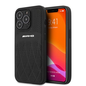 AMG iPhone 13 Pro Max Case Cover Genuine Leather Curved Black
