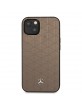 Mercedes iPhone 13 Case Cover Stars & Lines Real Leather Brown