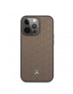 Mercedes iPhone 13 Pro Case Cover Stars & Lines Real Leather Brown