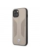 BMW iPhone 13 Case Cover Perforated Sides Beige Genuine Leather