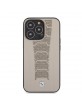 BMW iPhone 13 Pro Max Case Cover Perforated Debossed Beige Genuine Leather
