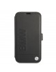 BMW iPhone 13 Pro Max leather book case Signature Logo Imprint Black