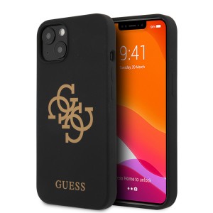 GUESS iPhone 13 Hülle Silikon Case Cover Big 4G Logo Schwarz