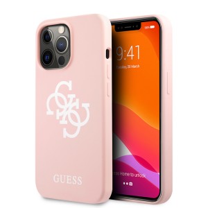 GUESS iPhone 13 Pro Max Case Silicone Cover Big 4G Logo Pink