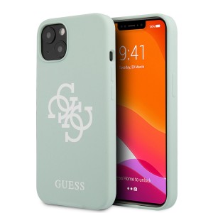 GUESS iPhone 13 Case Silicone Cover Big 4G Logo mint green