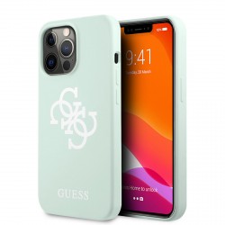 GUESS iPhone 13 Pro Hülle Silikon Case Cover Big 4G Logo Minzgrün
