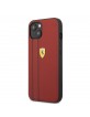 Ferrari iPhone 13 Hülle Case Cover Debossed Stripes Echtleder Rot