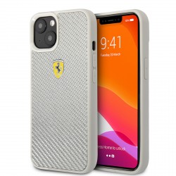 Ferrari iPhone 13 Hülle Case Cover Echt Carbon Silber