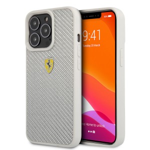 Ferrari iPhone 13 Pro Case Cover Real Carbon Silver