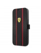 Ferrari iPhone 13 Pro Tasche Book Case Smooth Tire Stripe Schwarz