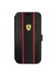 Ferrari iPhone 13 Pro Tasche Book Case Smooth Tire Stripe Schwarz