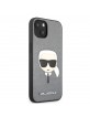 Karl Lagerfeld iPhone 13 mini Hülle Case Saffiano Karl`s Head Silber