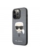 Karl Lagerfeld iPhone 13 Pro Hülle Case Saffiano Karl`s Head Silber
