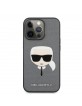 Karl Lagerfeld iPhone 13 Pro Hülle Case Saffiano Karl`s Head Silber