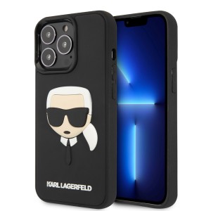 Karl Lagerfeld iPhone 13 Pro Max Hülle Case 3D Rubber Karls Head Schwarz