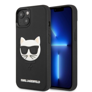 Karl Lagerfeld iPhone 13 mini Hülle Case 3D Rubber Choupette Schwarz