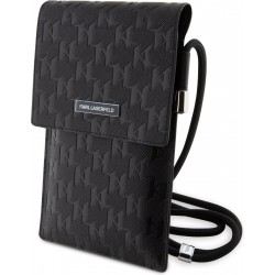 Karl Lagerfeld iPhone Saffiano Monogram Shoulder Bag Black