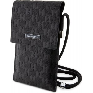 Karl Lagerfeld iPhone Saffiano Monogram Shoulder Bag Black