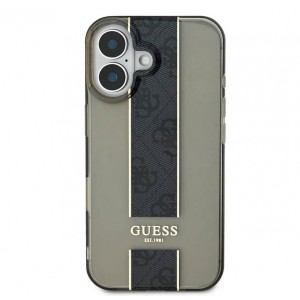 Guess iPhone 16 Hülle Case Middle 4G Stripe Schwarz