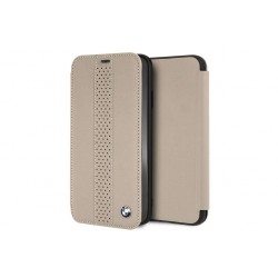 BMW Perforated Genuine Leather Case / Book Cover iPhone XS Max Taupe