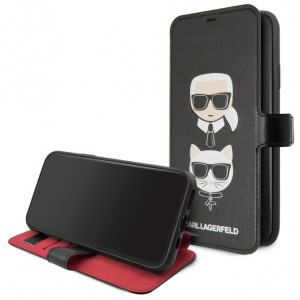 Karl Lagerfeld Leather Case / Book Cover iPhone 11 Pro Black / Red
