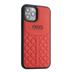 Audi iPhone 12 / 12 Pro Lederhülle / Cover Q8 Serie Echtes Leder Rot