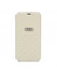 Audi iPhone 12 / 12 Pro Book Case Cover Q8 Series Genuine Leather Beige
