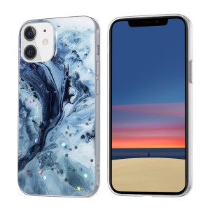 iPhone 12 Mini Case Hülle Cover Gradient Glitter Print Mix blau