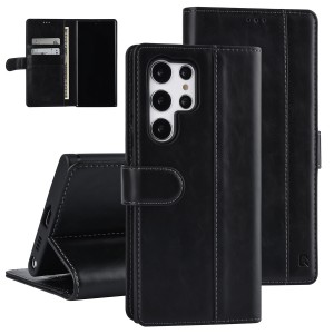 UNIQ Samsung S22 Ultra Tasche Book Case Kartenhalter Magnetverschluss Schwarz