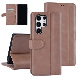 UNIQ Samsung S22 Ultra Book Case Card Holder Magnetic Closure Light Brown