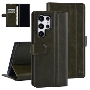 UNIQ Samsung S22 Ultra Tasche Book Case Kartenhalter Magnetverschluss Dunkelgrün