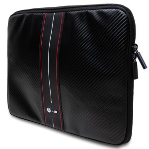 BMW Laptop Notebook Bag Sleeve 16 inch Carbon Red Stripes Black