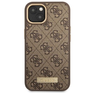 Guess iPhone 14 Plus MagSafe Plate Case Cover 4G Logo Brown