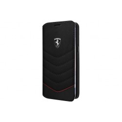 Ferrari Quilted Leather Case / Book Case for Samsung S8 Plus Black