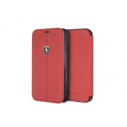 Ferrari Vertical Stripe Genuine Leather Case / Book Case iPhone XR Red