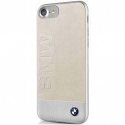 BMW iPhone SE 2020 / 8 / 7 Signature Logo Imprint Leather Case / Alu / Cover Beige