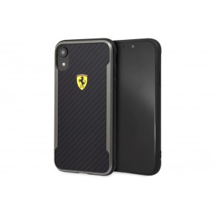 Ferrari On Track PU Rubber Carbon Hülle für iPhone XR Schwarz