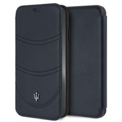 Maserati Granslusso leather case / book case iPhone Xs Max Navy