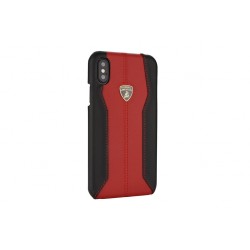 Lamborghini Huracan Genuine Leather Case for iPhone XS Max D1 Series Black Red