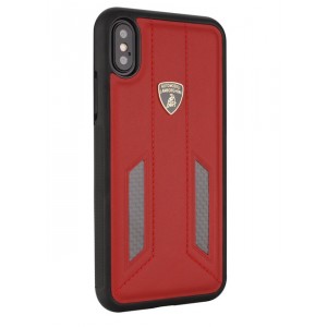 Lamborghini Huracan Echtleder Hülle für iPhone X / Xs D6 Serie Rot