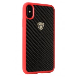 Lamborghini Carbon Case / Hardcover for iPhone X / Xs Black / Red