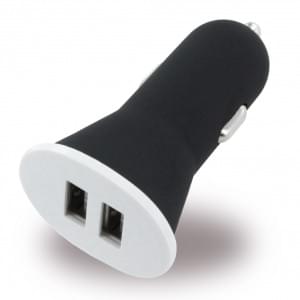Car charger / adapter - Dual USB - Black - 2100mA