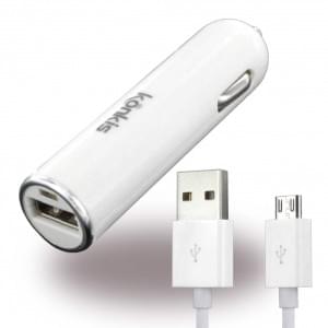 Konkis Car USB Charger + Micro USB Cable 1,000mA - White