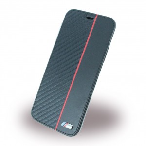 BMW iPhone Xs Max bi-material carbon book cover / case black / red