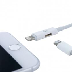 2in1 Lightning charging cable with audio connection white