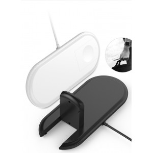 2in1 Wireless Lade Pad Weiß Ladegerät QI Standard