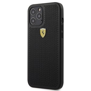Ferrari iPhone 12 Pro Max 6.7 On Track Perforated Handyhülle Schwarz