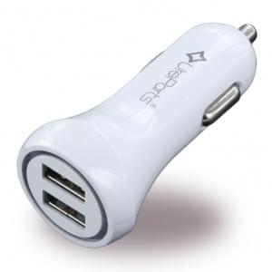 UreParts - Car Charger - USB Dual Port - White - 1000mA / 2100mA