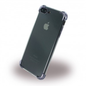 Black Corner Silicone Cover / Case iPhone 8 Plus / 7 Plus Transparent Black