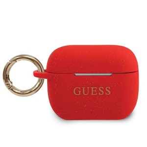 Guess AirPods Pro Silicone Glitter rot Cover / Case / Hülle